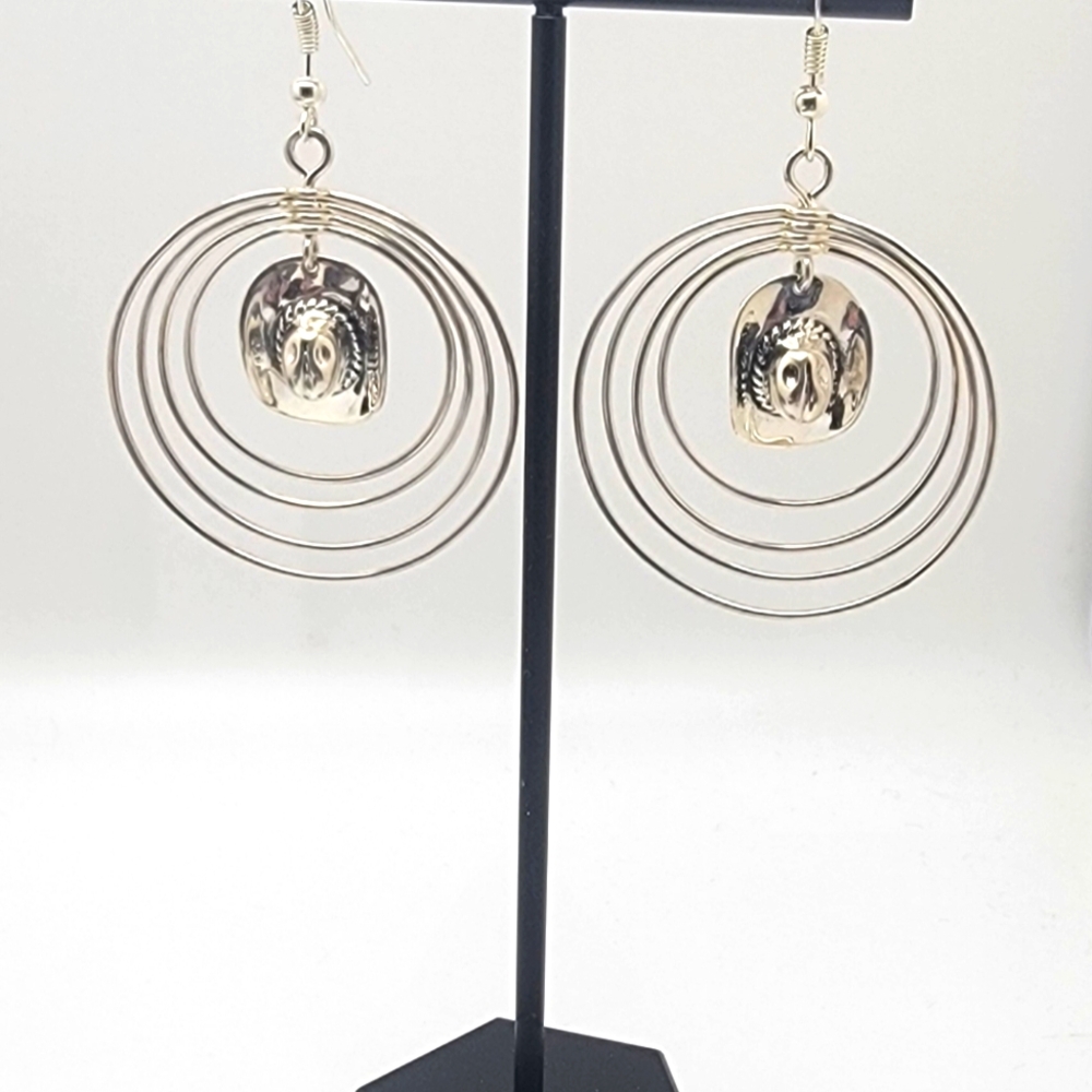 Sterling Silver Southwestern Hat Hoop Earrings